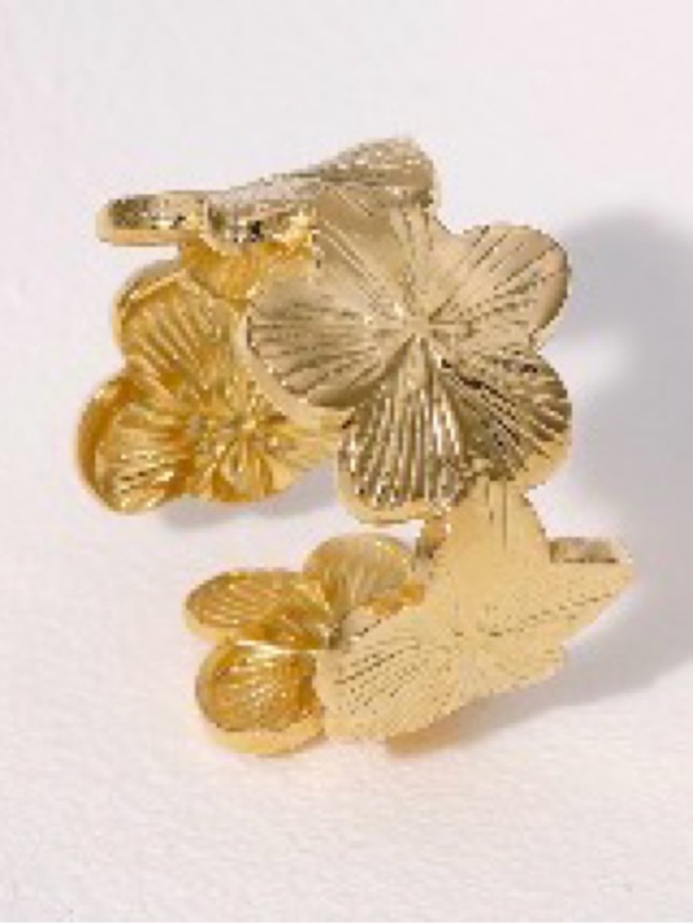 18k Gold plated Flower Cluster adjustable Ring for women